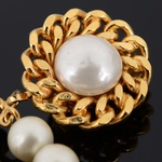 Chanel Hoop Faux Pearl Estate Earrings