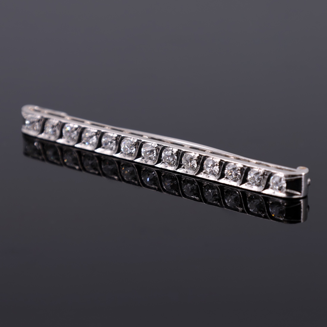 Old European-Cut Diamond & Platinum Estate Pin