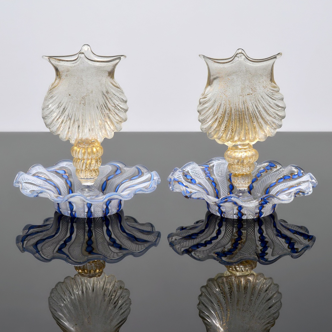 2 Salviati & Co. Shell Vases / Vessels, Murano
