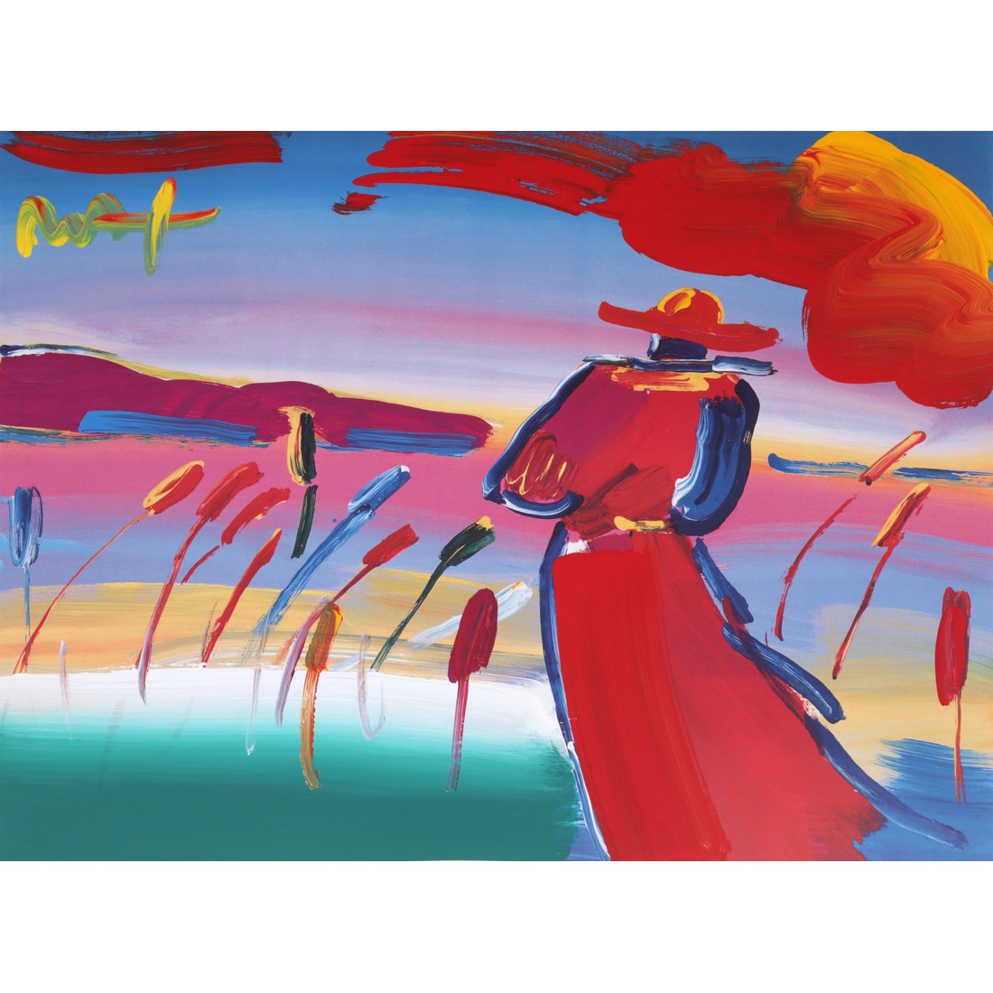 Peter Max WALKING IN REEDS Mixed Media