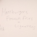 Katherine Bernhardt HAMBURGERS, FRENCH FRIES & CIGARETTES Painting, 72"H