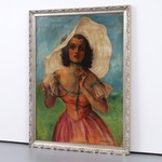 Bradshaw Crandell SUMMER GIRL RED DRESS AND WHITE HAT Painting, 39"H