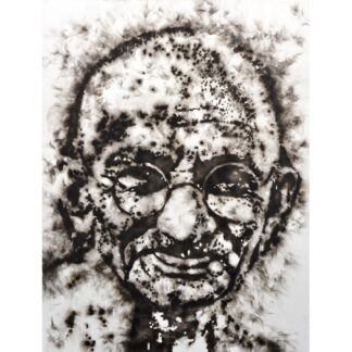 Large Sabino Guisu Smoke Painting, Mahatma Gandhi, 95″H
