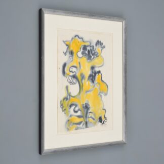 Robert Lohman Painting, Abstract, black & yellow, “Flower – Dizzy”