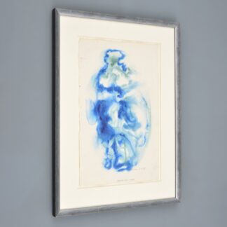 Robert Lohman Painting, Abstract, blue & green, “Striding Philosopher”