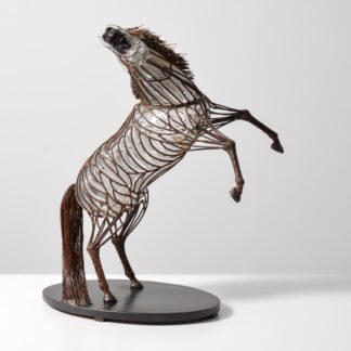 David Bennett STEEL REARING HORSE Sculpture, 29″H