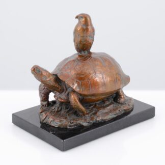 Kent Ullberg Bronze Sculpture, Tortoise & Hawk