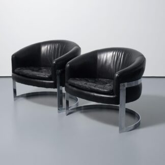 Pair of Barrel Back Lounge Chairs Attributed to Milo Baughman