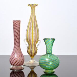 3 Murano Vases; Fratelli Toso (1), Attributed to Fratelli Toso (2)