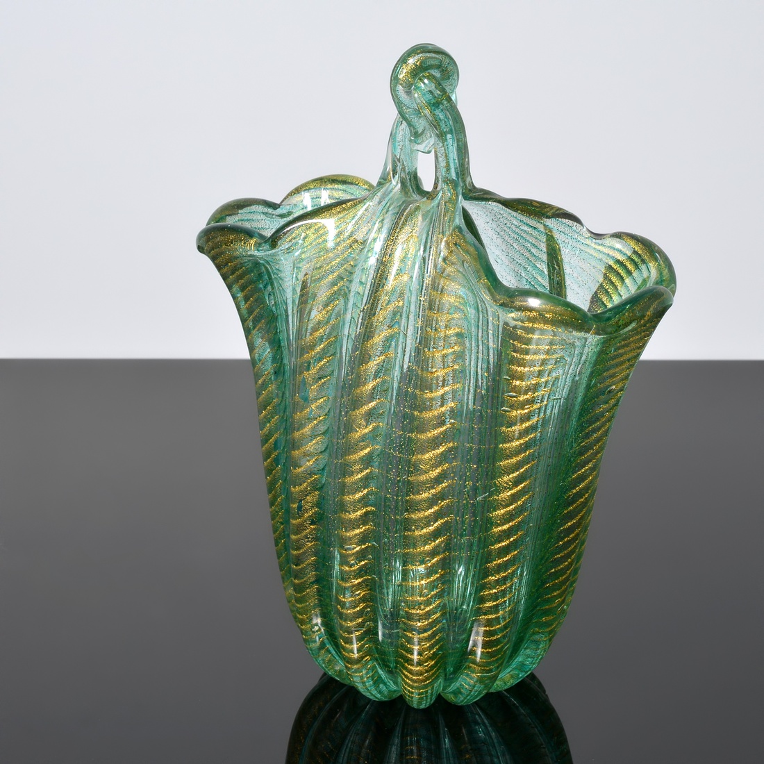 Ercole Barovier CORDONATO ORO Vase, 13.25″H, Murano - Image 3