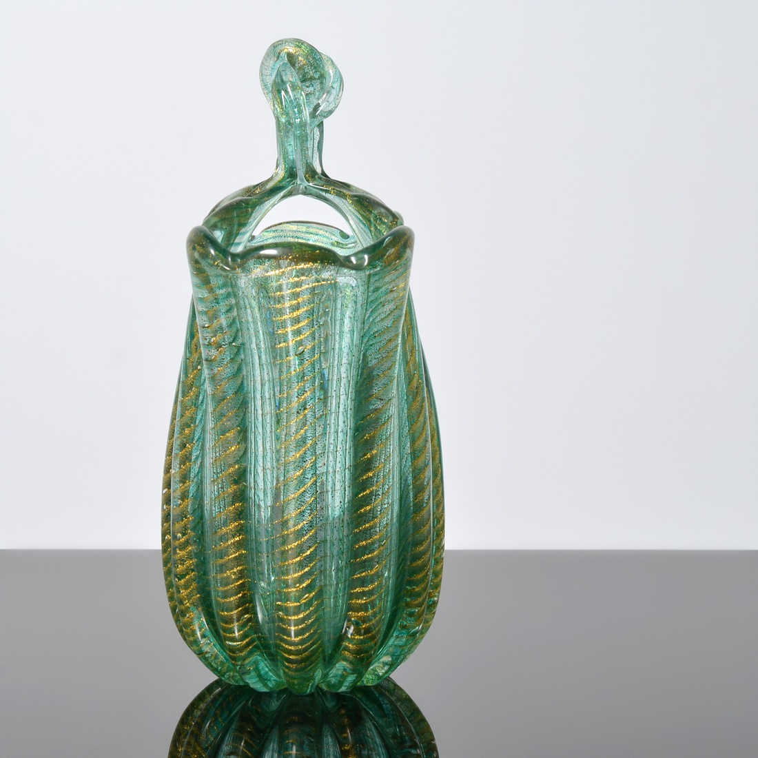 Ercole Barovier CORDONATO ORO Vase, 13.25″H, Murano - Image 7