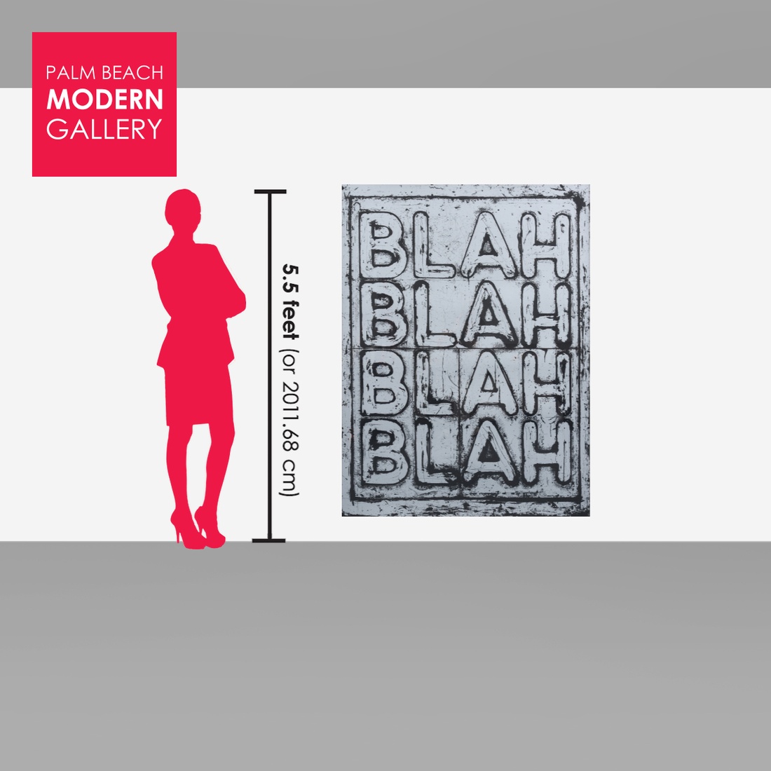 Large Mel Bochner BLAH BLAH BLAH (INVERSE) Silkscreen, 62″H - Image 3