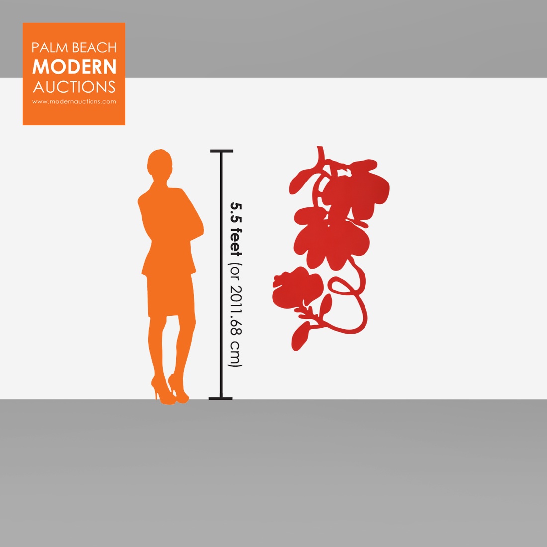 Donald Sultan THREE RED LANTERN FLOWERS Wall Sculpture, 54″H - Image 8