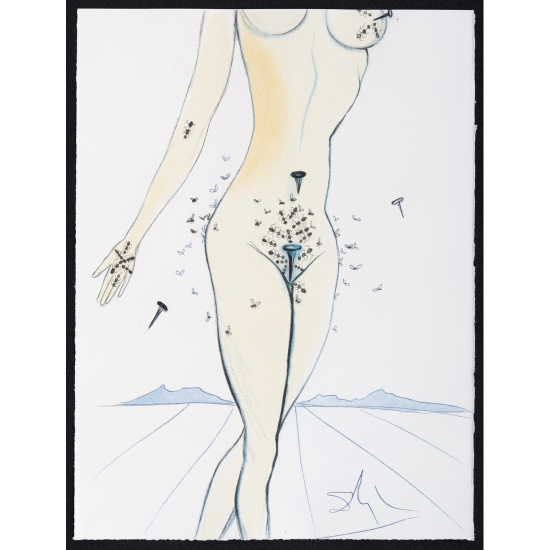 Salvador Dali ANTS, NAILS & FLIES ON NUDE Lithograph - Image 2