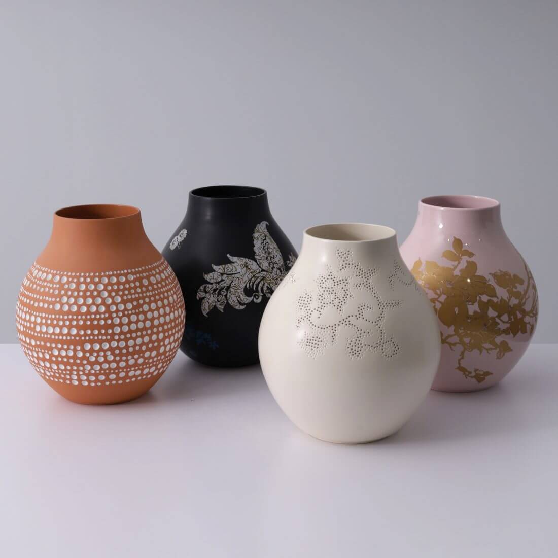 4 Hella Jongerius NYTTJA Vases, 13.25"H