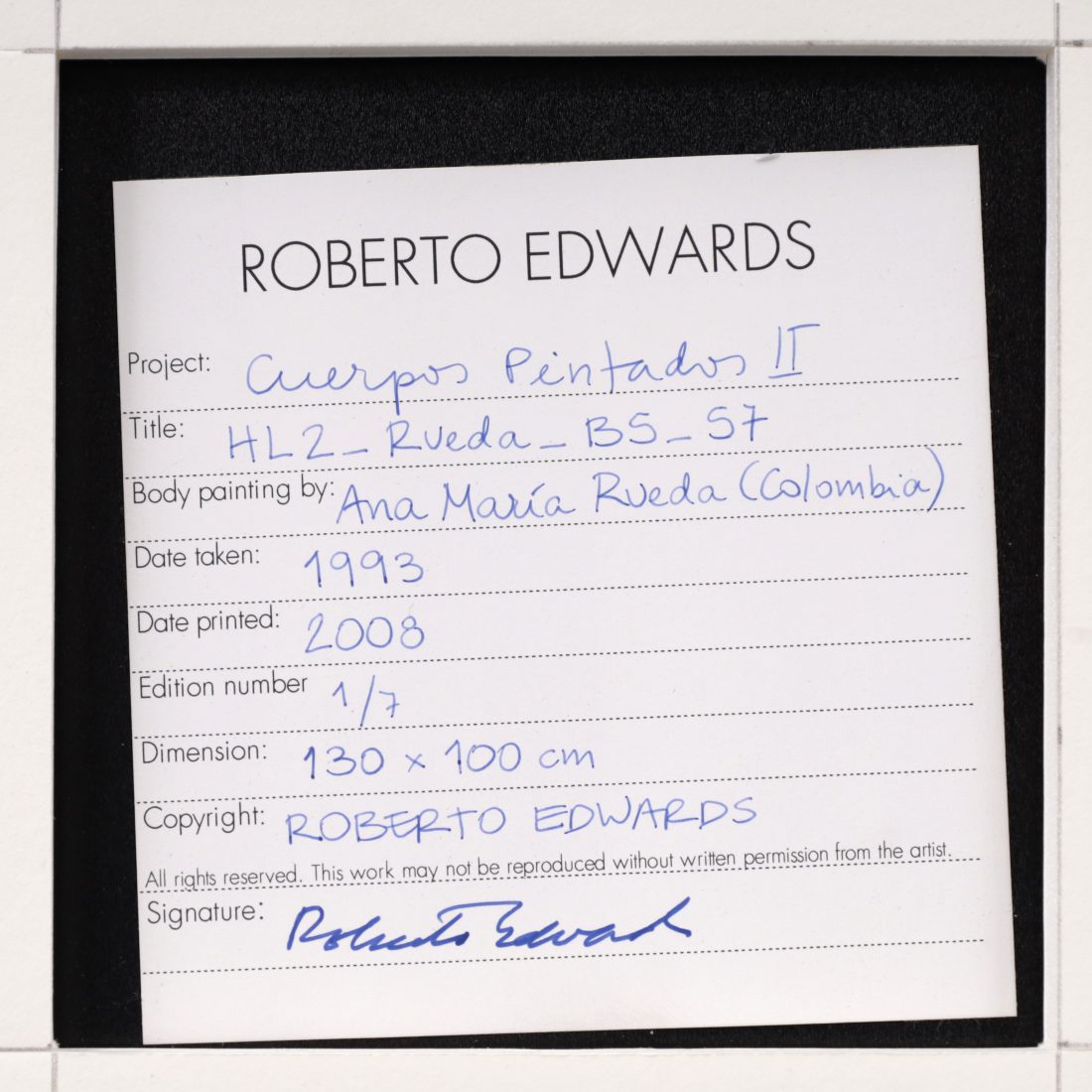 Roberto Edwards HL2-RUEDA-B5-ST Photograph with Catalog